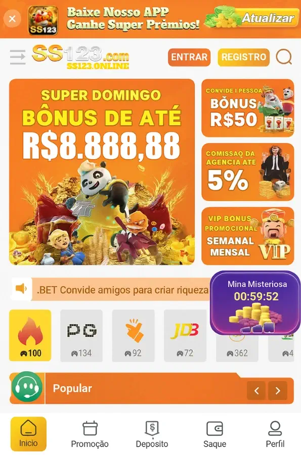 Aplicativo oficial do SS123 cassino para Android e iOS
